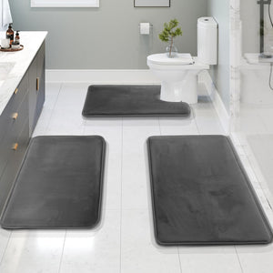 Memory Foam Bath Mat Set - Comfortex - Soft Absorbent Design - Non-Slip Bathroom Rug
