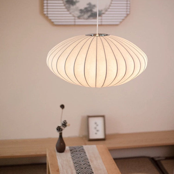 Silk Pendant Light - Solaira - Japandi Ceiling Lamp - Modern Home Decor