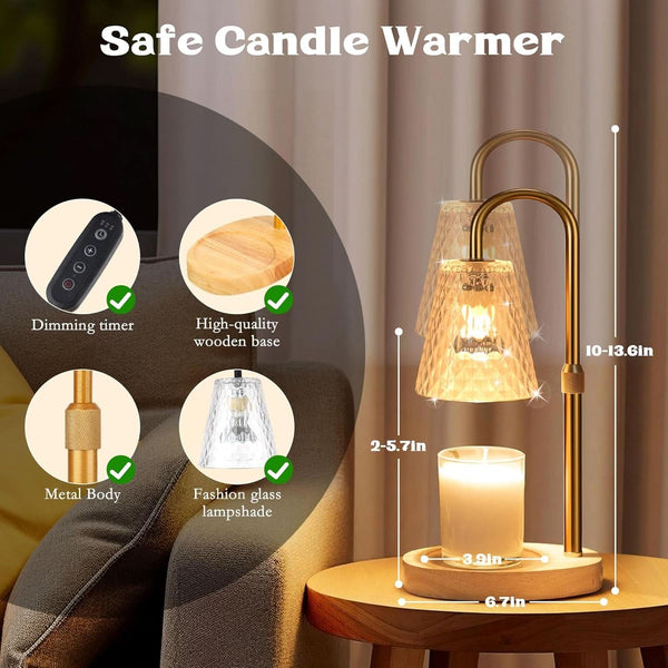 Candle Warmer Lamp With Programmable Timer Goldtone