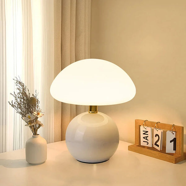 Mushroom Lamp - Lumara - French Cream Design - Adjustable LED Lighting