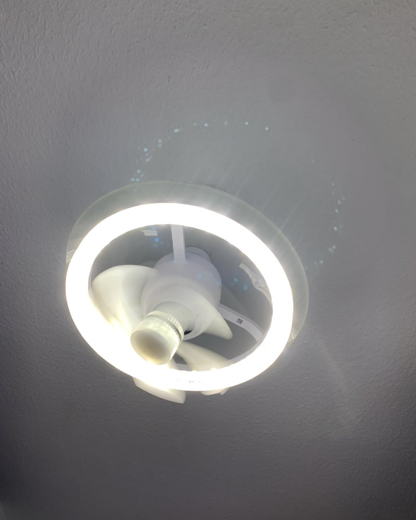 Ceiling Fan with LED Light & Remote | Dimmable E27 360° Fan