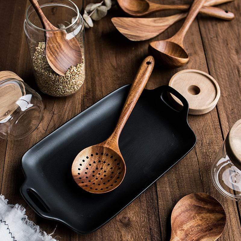 Teak Wooden Kitchen Utensils - Set of 7