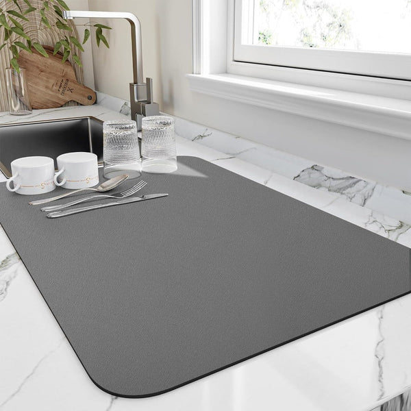 Dish Mat - QuickDry - Absorbent Kitchen Mat - Space-Saving Design