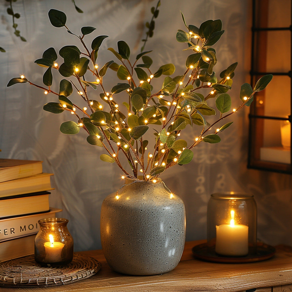 Fairy Light Branch - Luminara - Twinkling Olive Lights - Warm White Decor