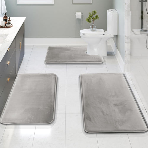 Memory Foam Bath Mat Set - Comfortex - Soft Absorbent Design - Non-Slip Bathroom Rug