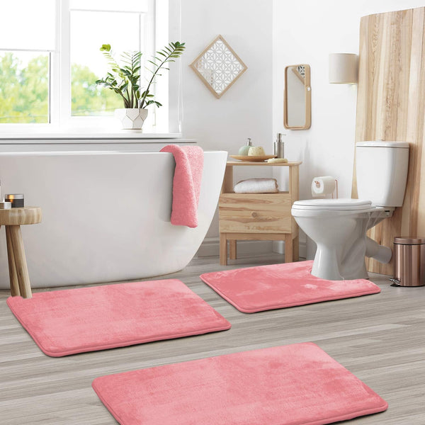 Memory Foam Bath Mat Set - Comfortex - Soft Absorbent Design - Non-Slip Bathroom Rug