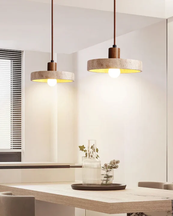 Pendant Ceiling Light - Terruva - Travertine Stone Look - Modern Kitchen Lighting