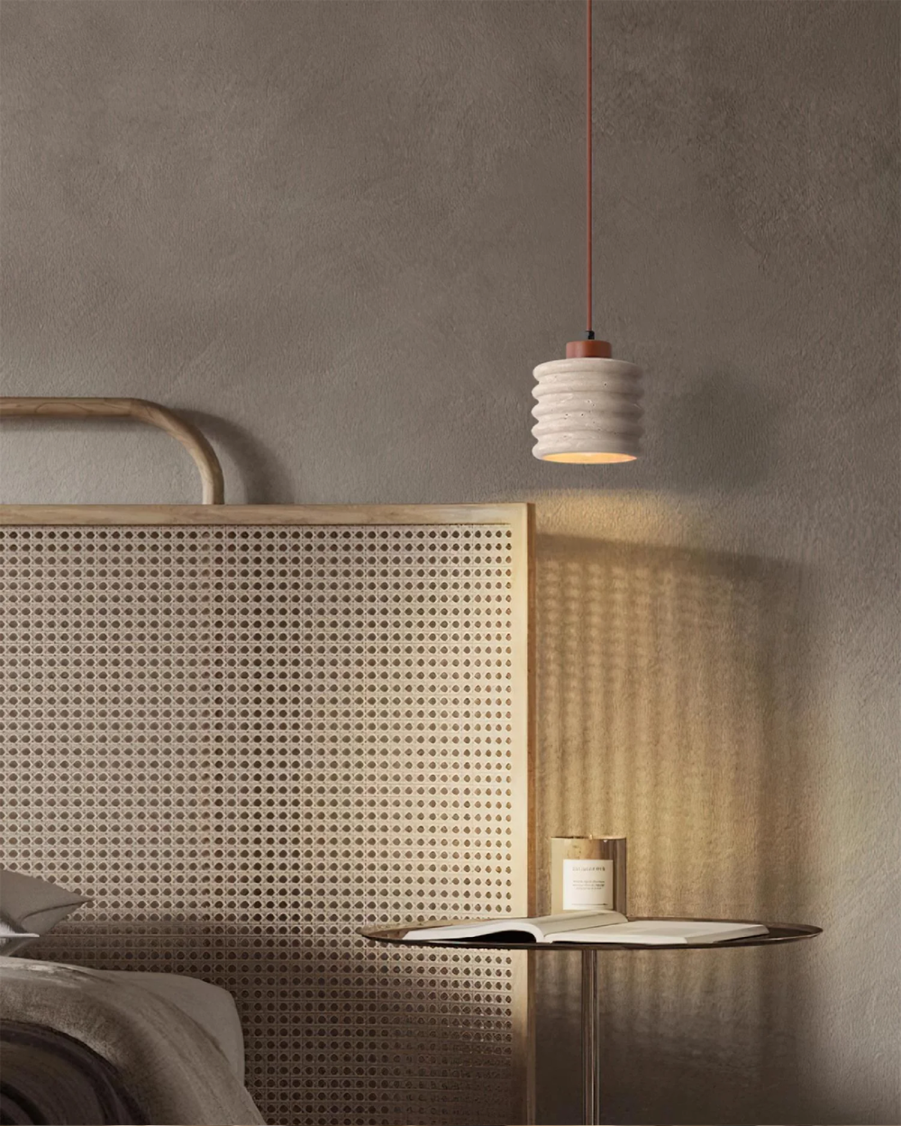 Pendant Ceiling Light - Vaguella - Wavy Ceramic Shade - Japandi Bedside Glow