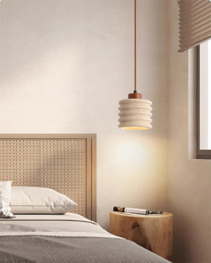 Pendant Ceiling Light - Vaguella - Wavy Ceramic Shade - Japandi Bedside Glow