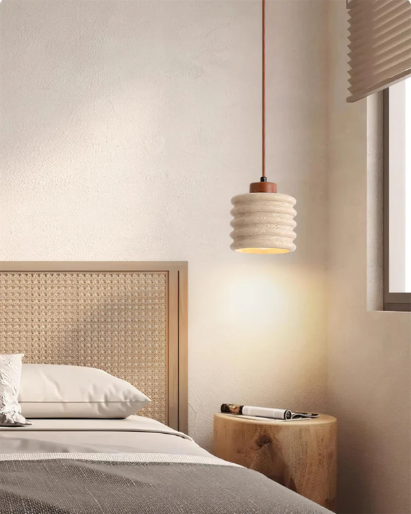Pendant Ceiling Light - Vaguella - Wavy Ceramic Shade - Japandi Bedside Glow