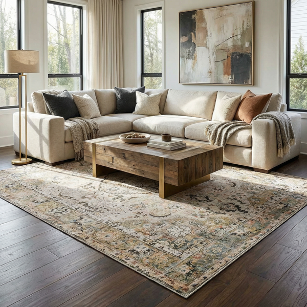 Standon Vintage Flat Pile Washable Rug