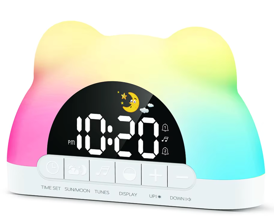 Sunrise Alarm Clock with Light — Dual Alarm, 11 Colours, 10 Sounds & Snooze Function | Night Light for Bedroom