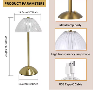 Retro Crystal Touch Lamp | Rechargeable Wireless LED Table Lamp
