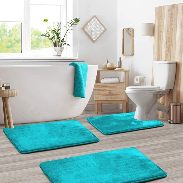 Memory Foam Bath Mat Set - Comfortex - Soft Absorbent Design - Non-Slip Bathroom Rug