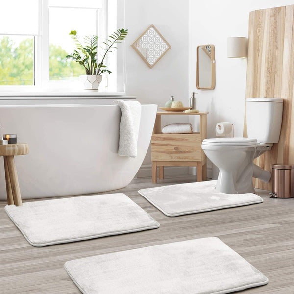 Memory Foam Bath Mat Set - Comfortex - Soft Absorbent Design - Non-Slip Bathroom Rug